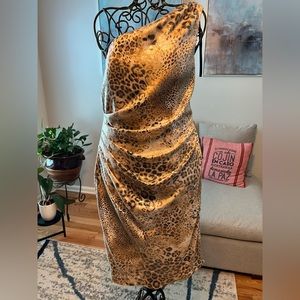 Sequins, one shoulder dress!! Leopard print.